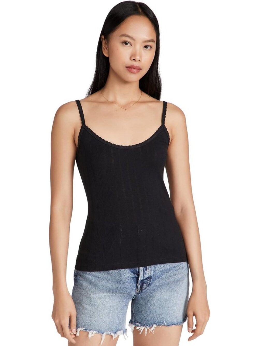 Chic Women's Pointelle Knit Classic Tank Top - Lightweight & Stylish Summer